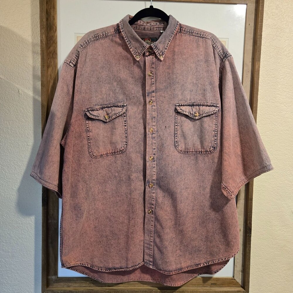 Vintage Greatland Apparel Cotton Acid Wash Button Front Shirt Men's XL
